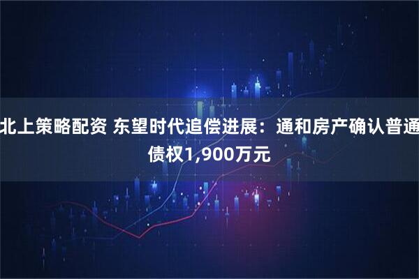 北上策略配资 东望时代追偿进展：通和房产确认普通债权1,900万元